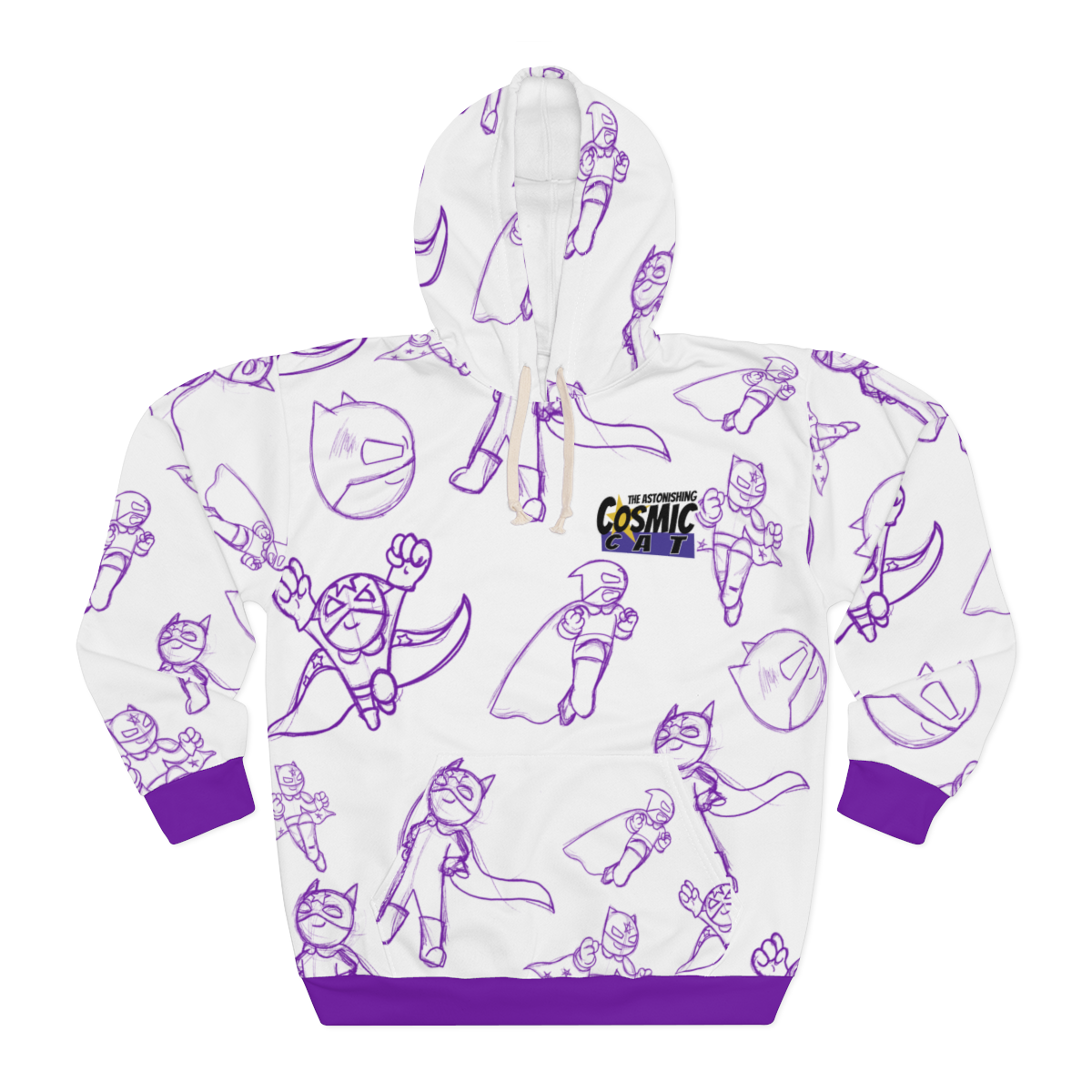 Cosmic Cat Sketch Pullover Hoodie