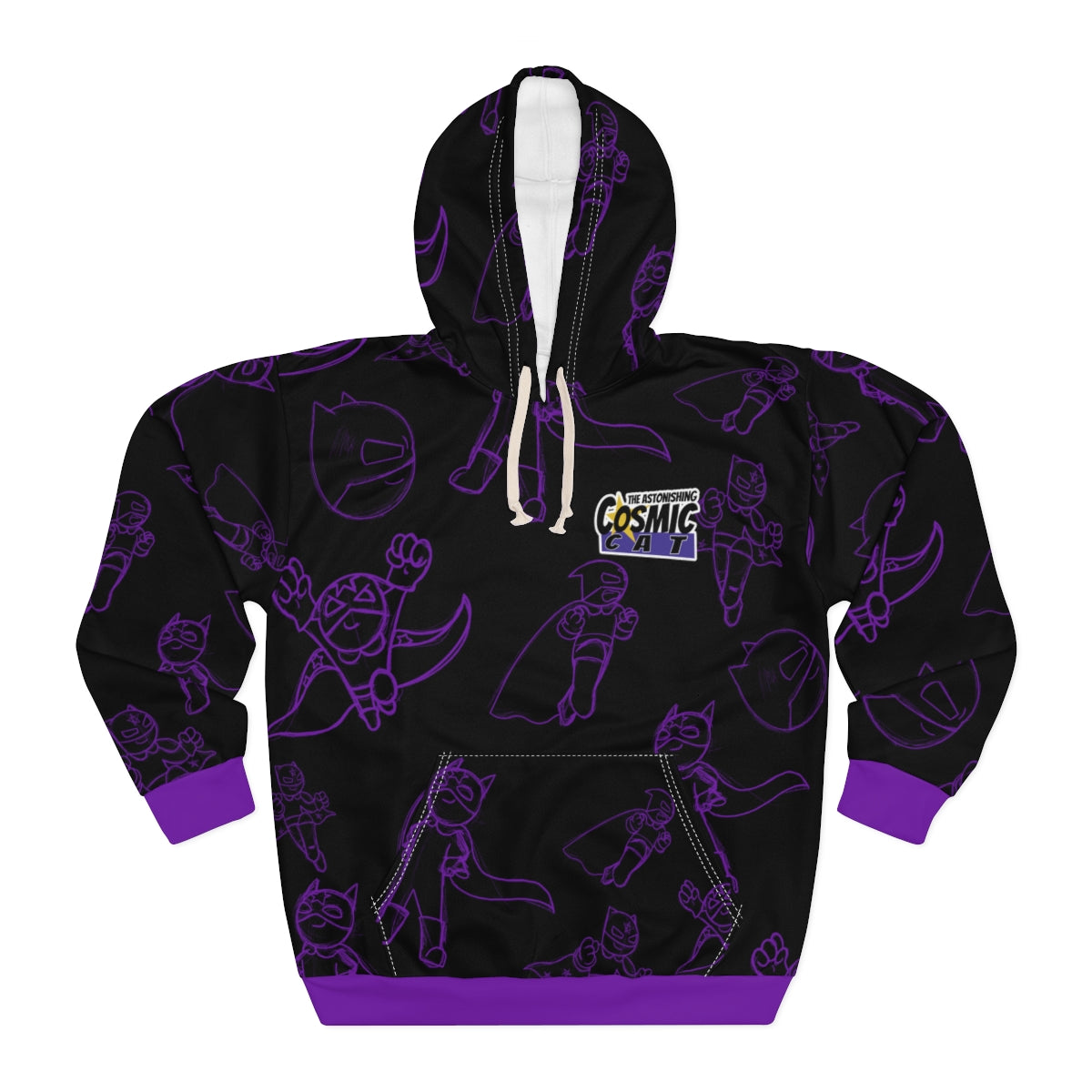 Cosmic Cat Sketch Pullover Hoodie